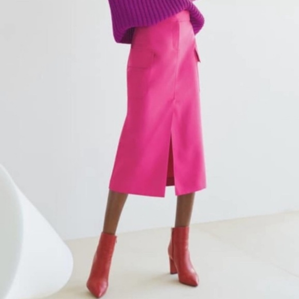 NWT Topshop Hot Pink Utility Cargo Midi Skirt